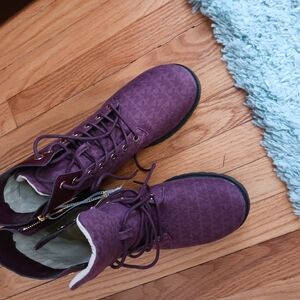 Purple Lace-Up Boots